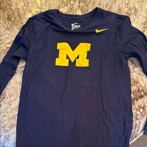 Nike Navy Shirt with Bold Yellow M Logo